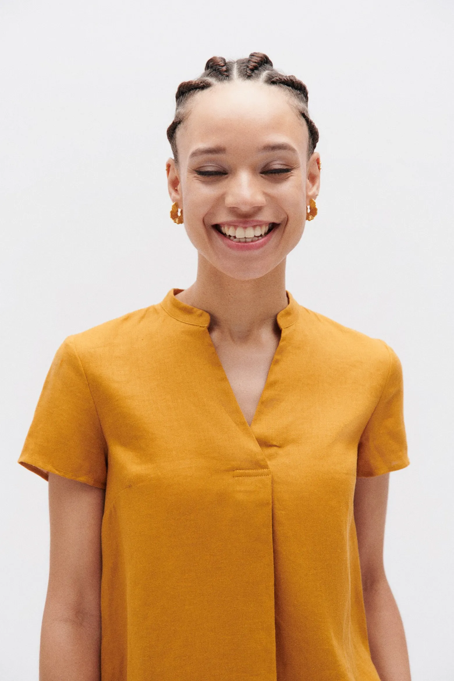 Blouse Kat 100% Lin Jaune Moutarde Femme*CAROLL Hot