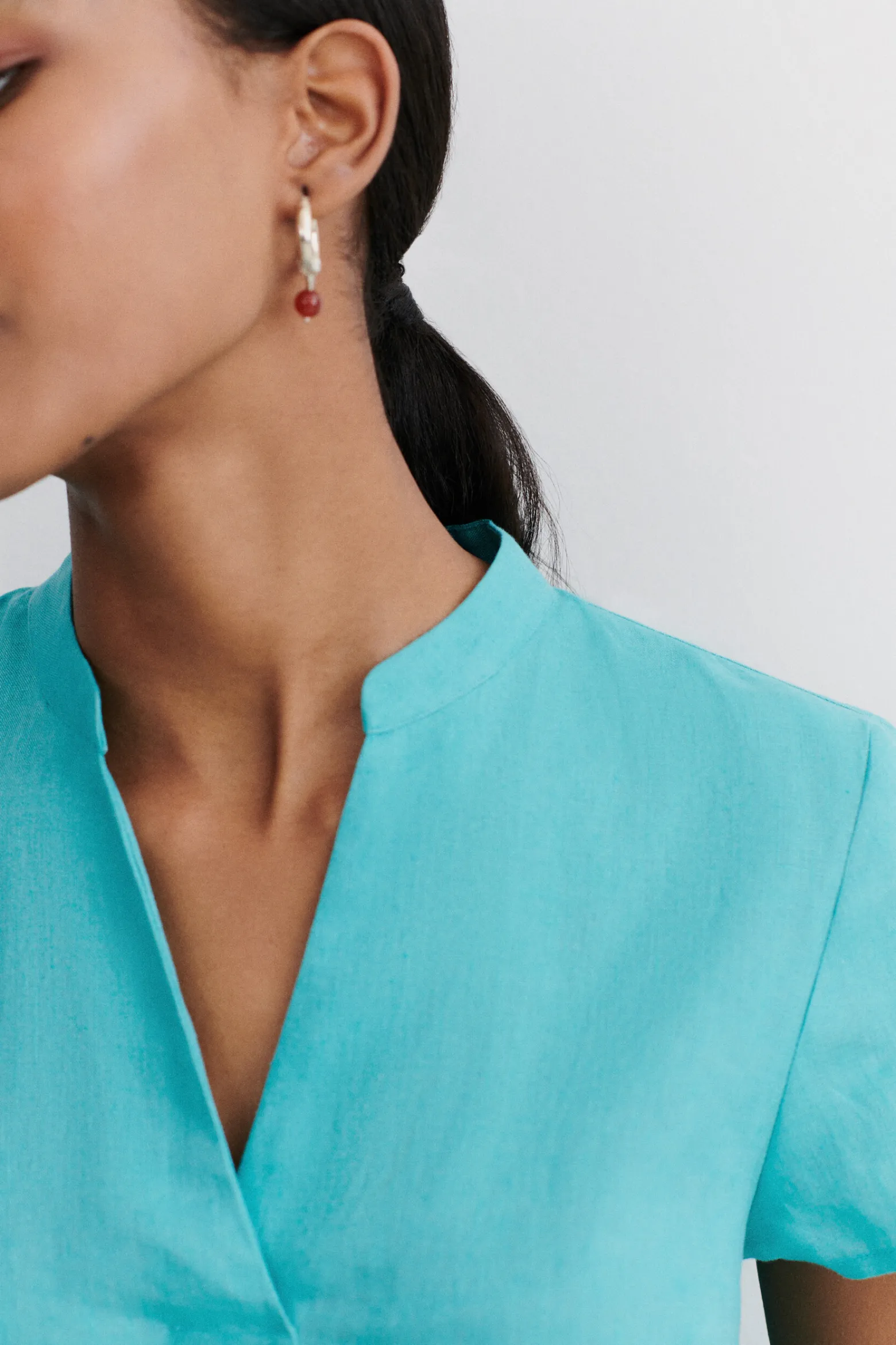 Blouse Kat 100% Lin Vert Emeraude Femme*CAROLL Discount