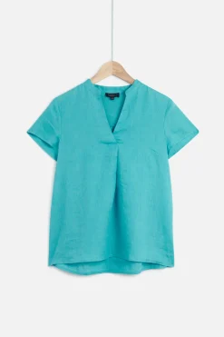 Blouse Kat 100% Lin Vert Emeraude Femme*CAROLL Discount