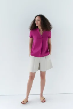 Blouse Kat 100% Lin Violet Femme*CAROLL Best