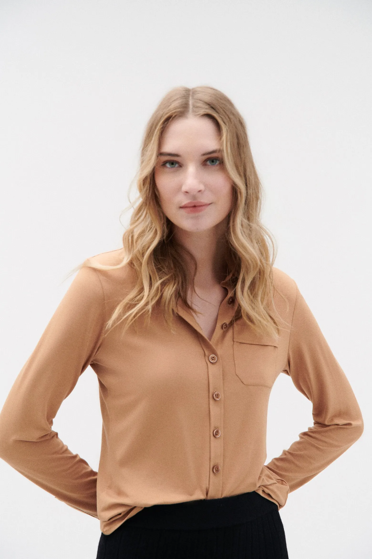 Chemise Albi En Jersey Camel Femme*CAROLL Store