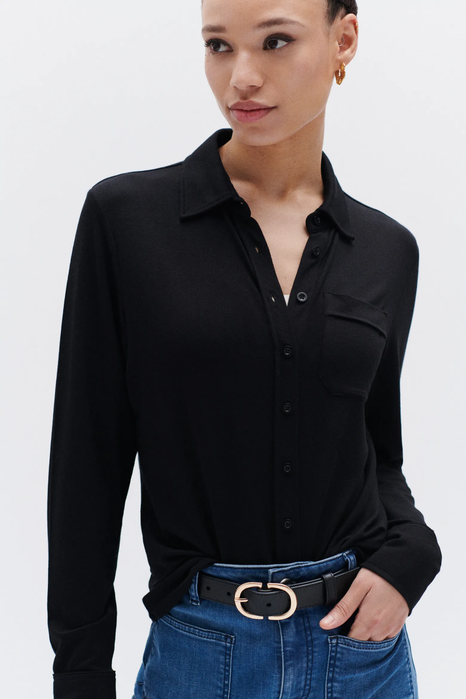 Chemise Albi En Jersey Noir Femme*CAROLL Store