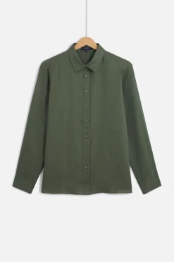 Chemise Brenda 100% Lin Vert Kaki Femme*CAROLL Best Sale