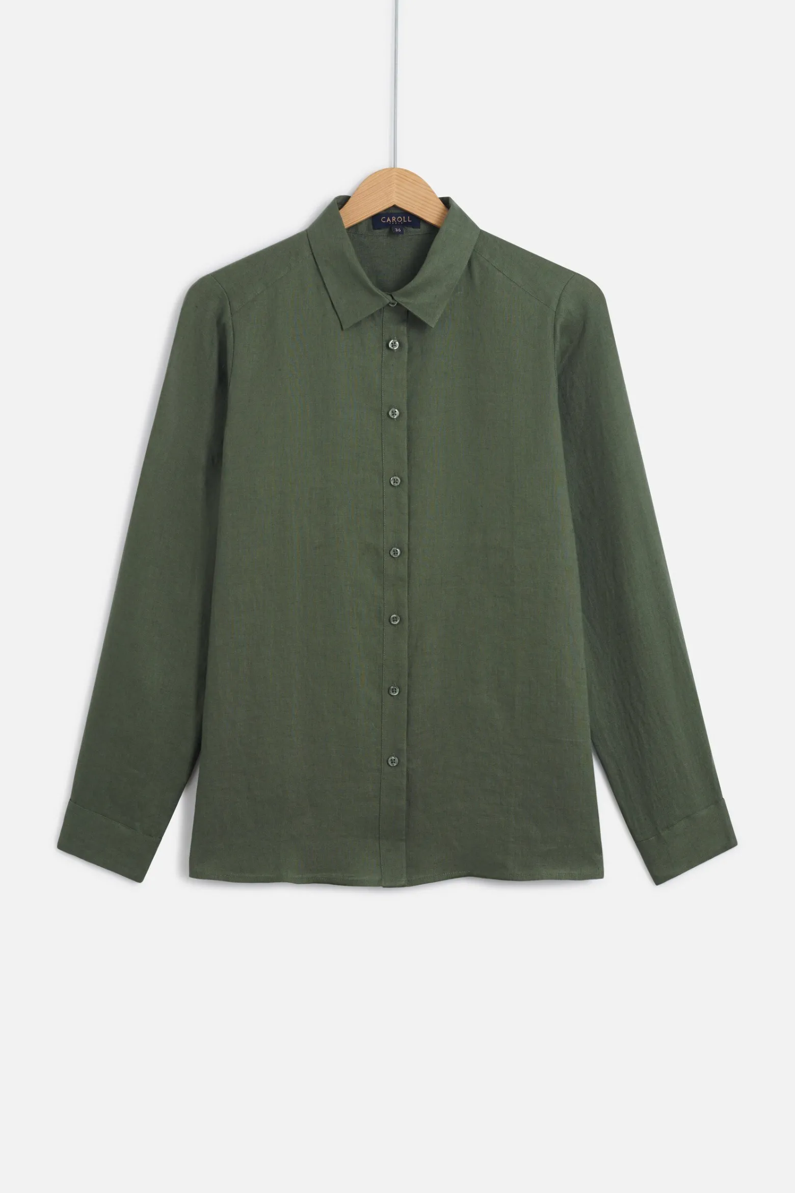 Chemise Brenda 100% Lin Vert Kaki Femme*CAROLL Best Sale