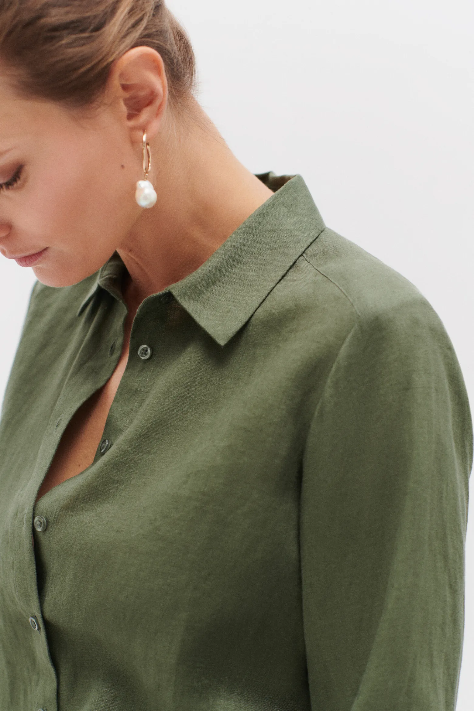 Chemise Brenda 100% Lin Vert Kaki Femme*CAROLL Best Sale