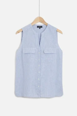 Chemise Chambray Rayee 100% Lin Femme*CAROLL Sale
