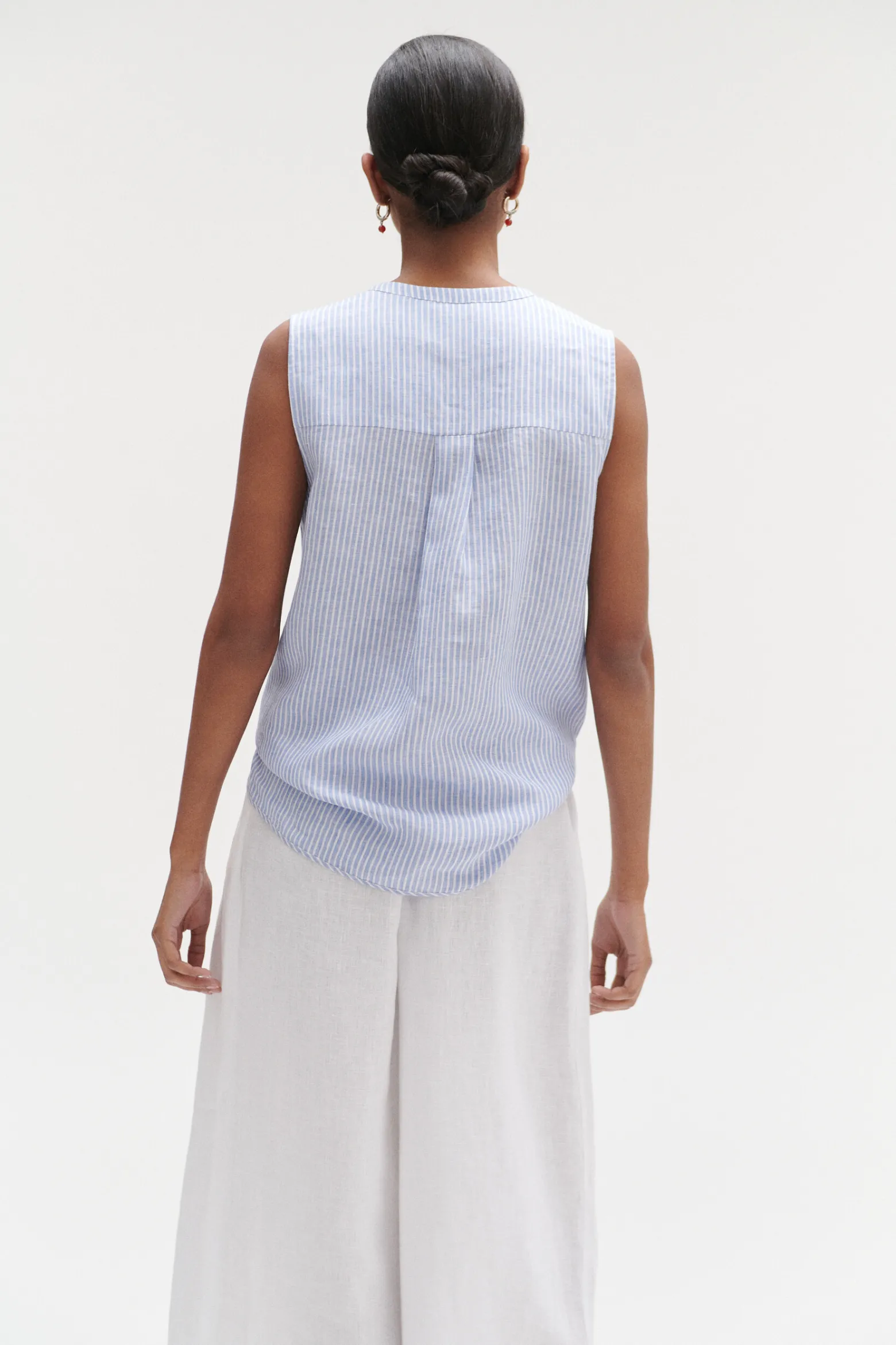 Chemise Chambray Rayee 100% Lin Femme*CAROLL Sale