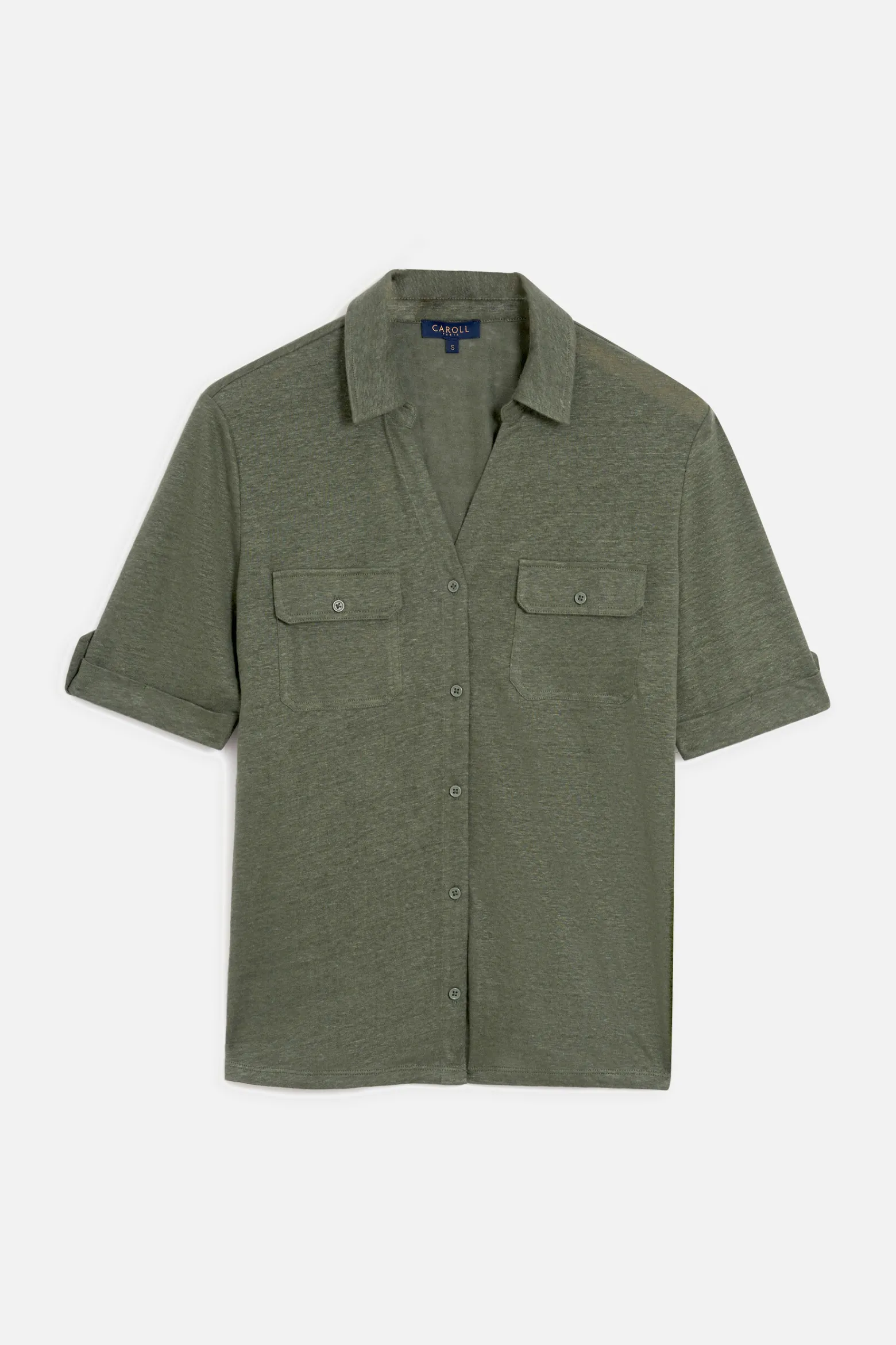 Chemise Estela 100% Lin Vert Kaki Femme*CAROLL Hot
