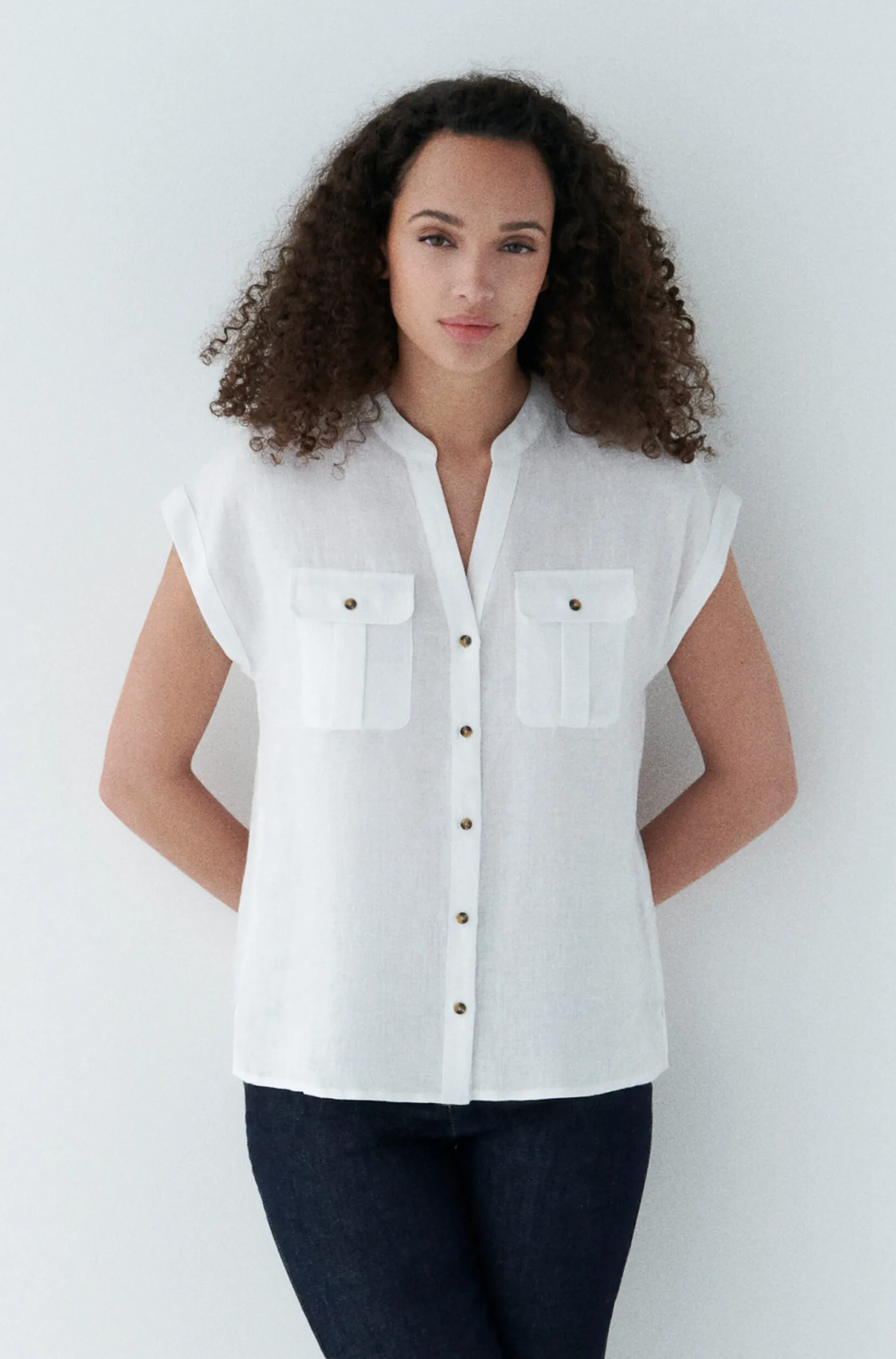 Chemise Gina 100% Lin Blanc Femme*CAROLL Shop