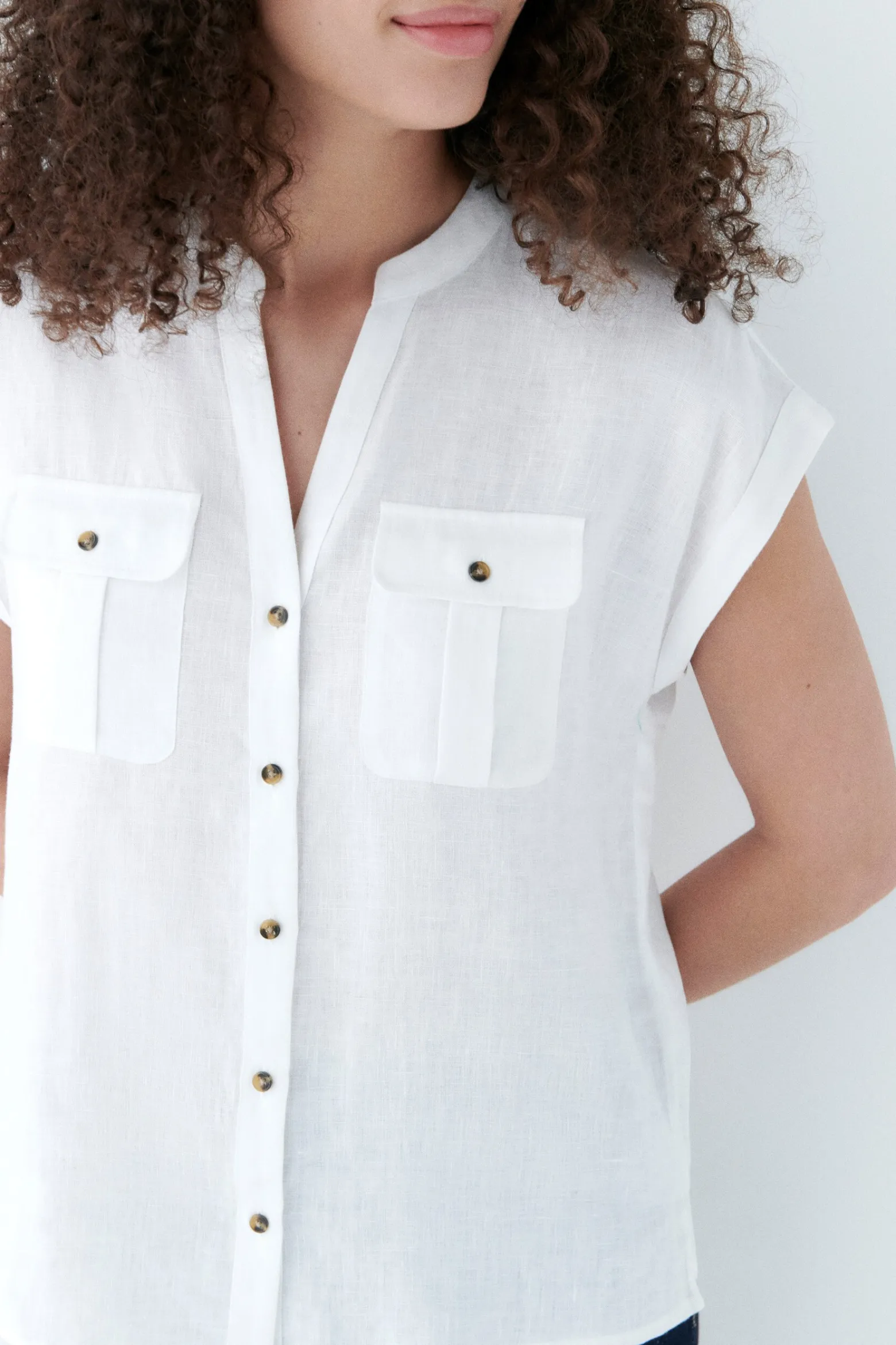 Chemise Gina 100% Lin Blanc Femme*CAROLL Shop