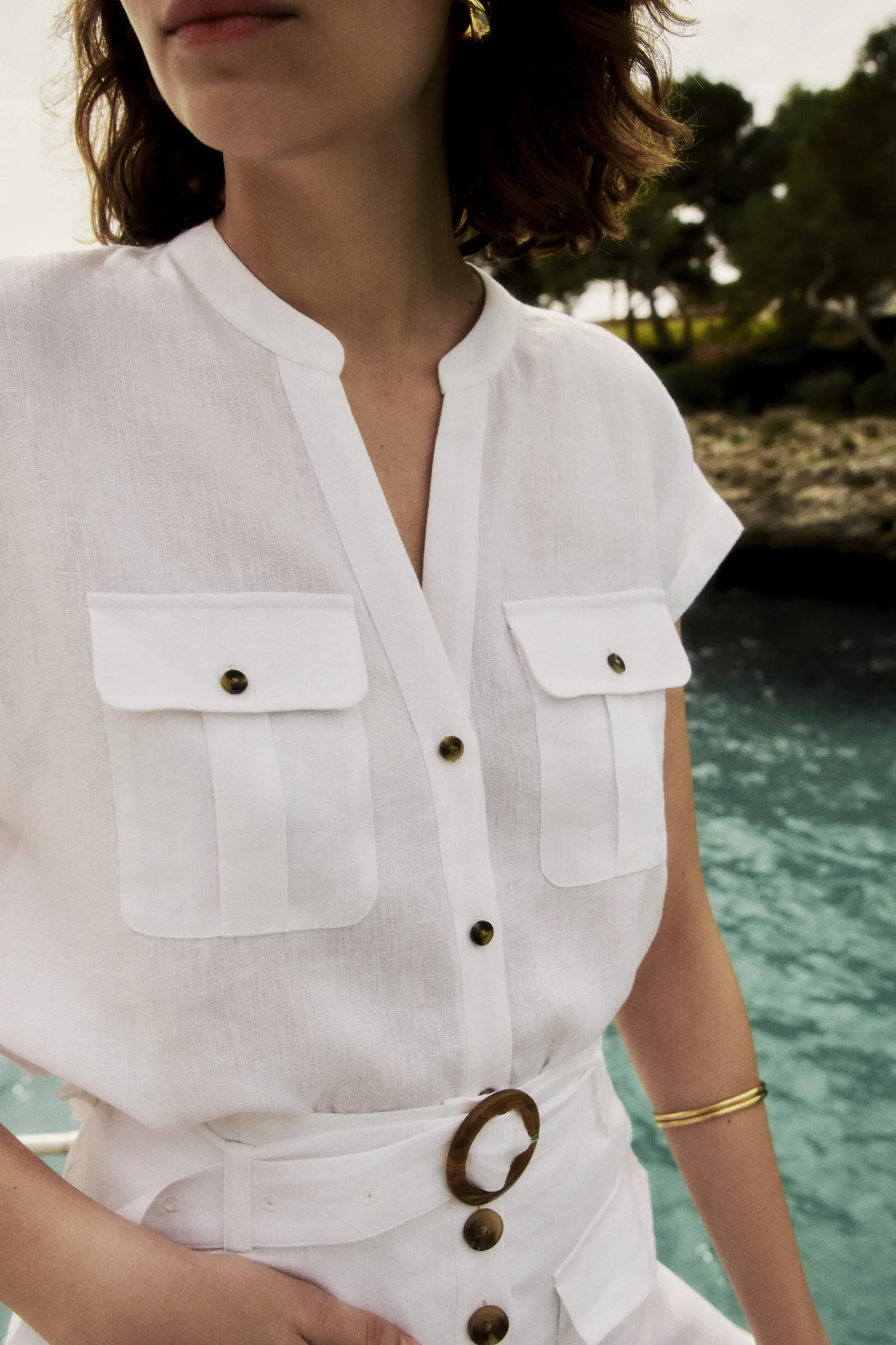 Chemise Gina 100% Lin Blanc Femme*CAROLL Shop