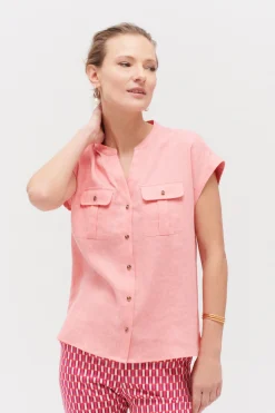 Chemise Gina 100% Lin Rose Corail Femme*CAROLL Online
