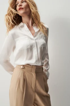Chemise Jeanne B En Soie Ivoire Femme*CAROLL Shop