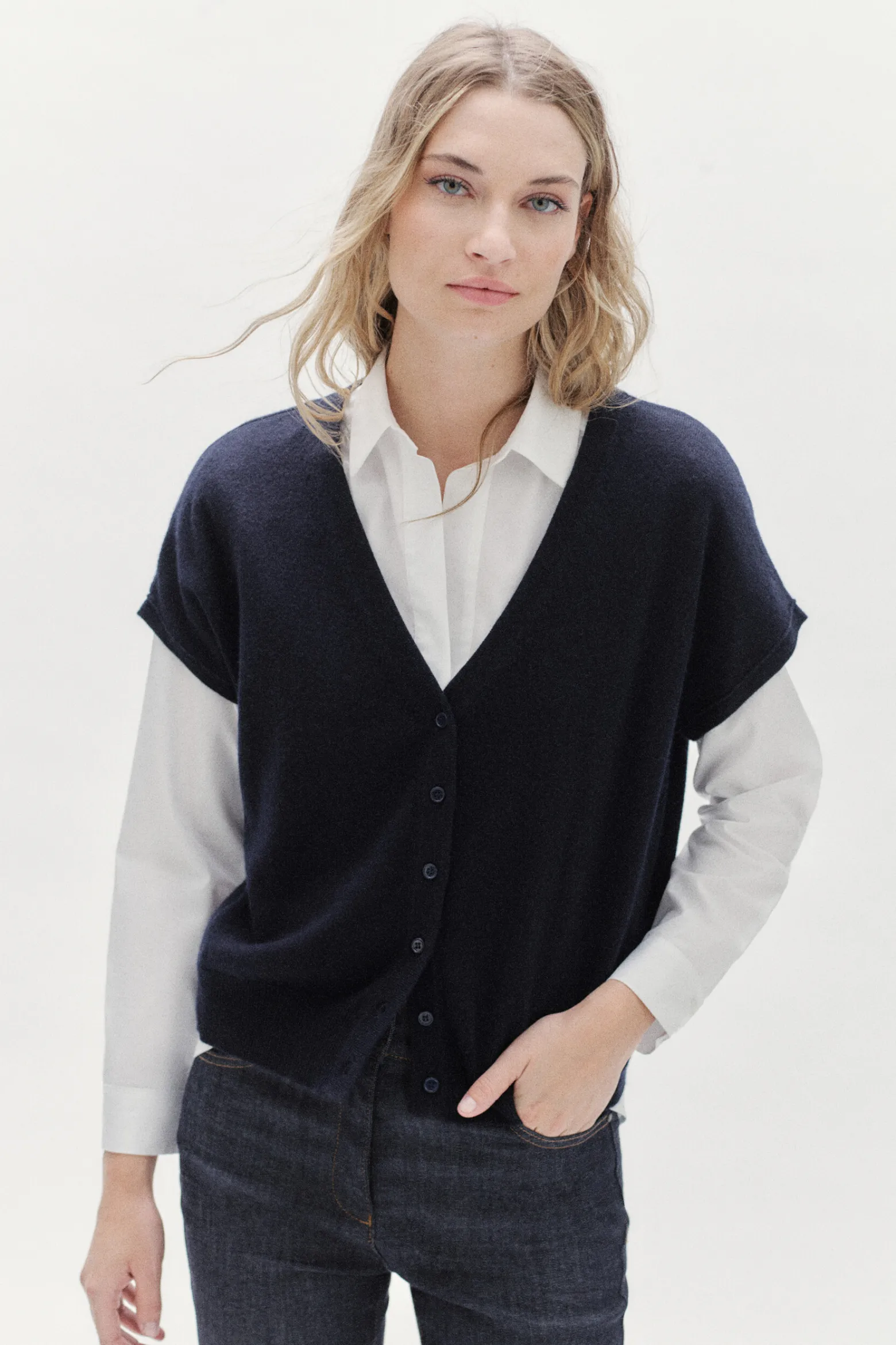 Gilet Lexie Bleu Marine Femme*CAROLL Shop