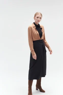 Jupe Portefeuille Elica Noir Femme*CAROLL Best Sale