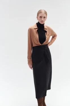 Jupe Portefeuille Elica Noir Femme*CAROLL Best Sale