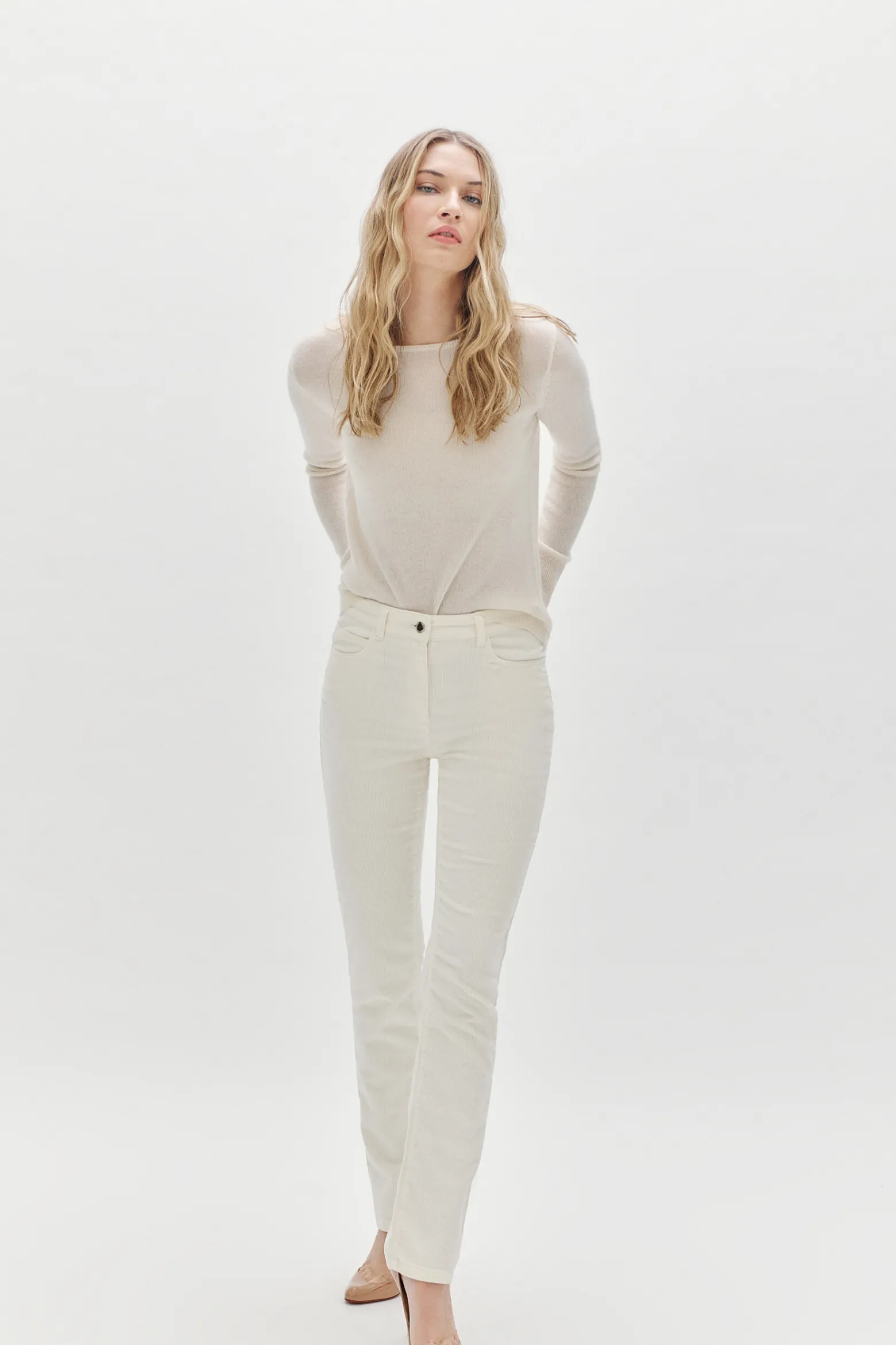 Pantalon Chicago Velours Ivoire Femme*CAROLL Clearance