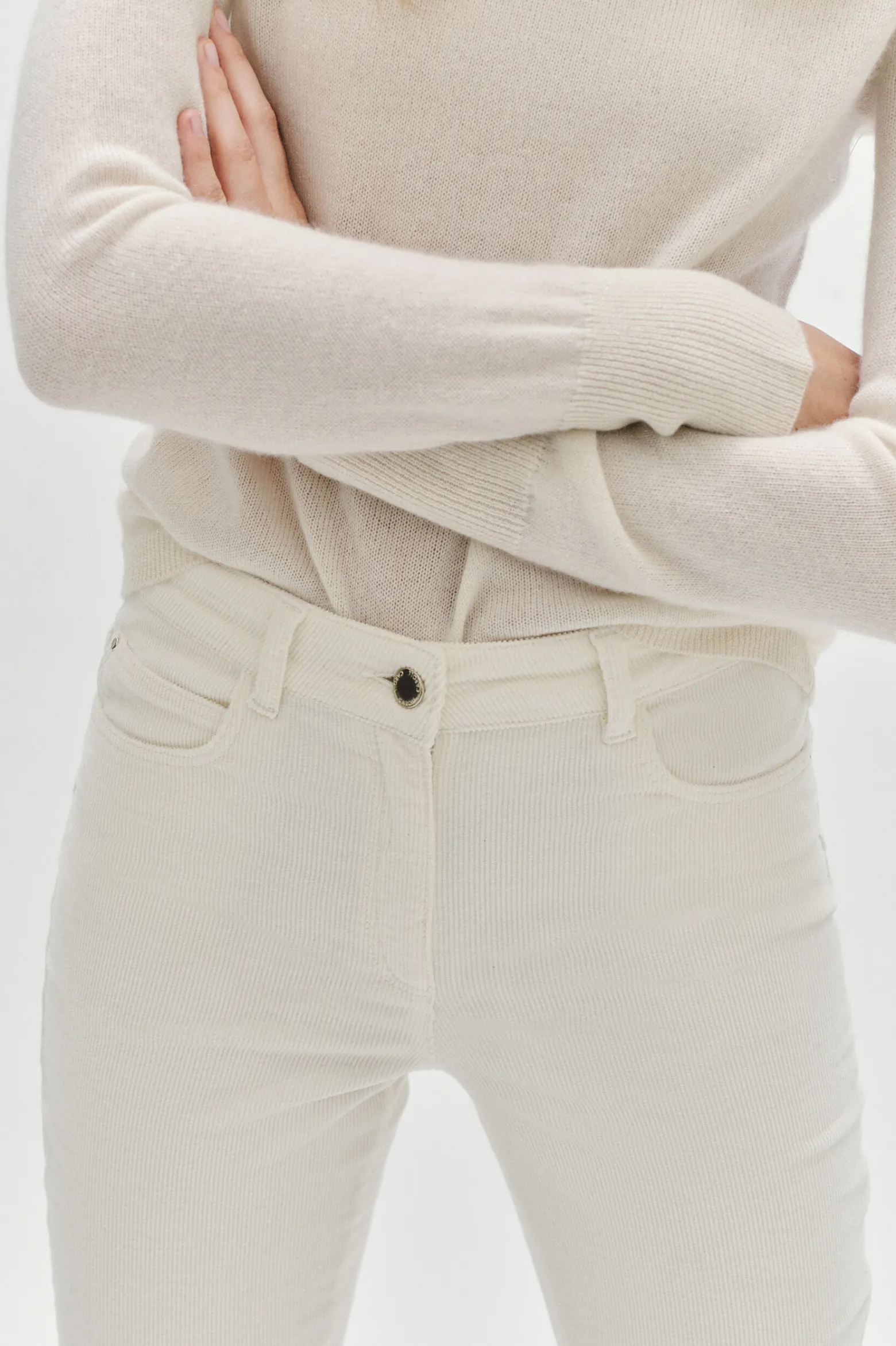 Pantalon Chicago Velours Ivoire Femme*CAROLL Clearance