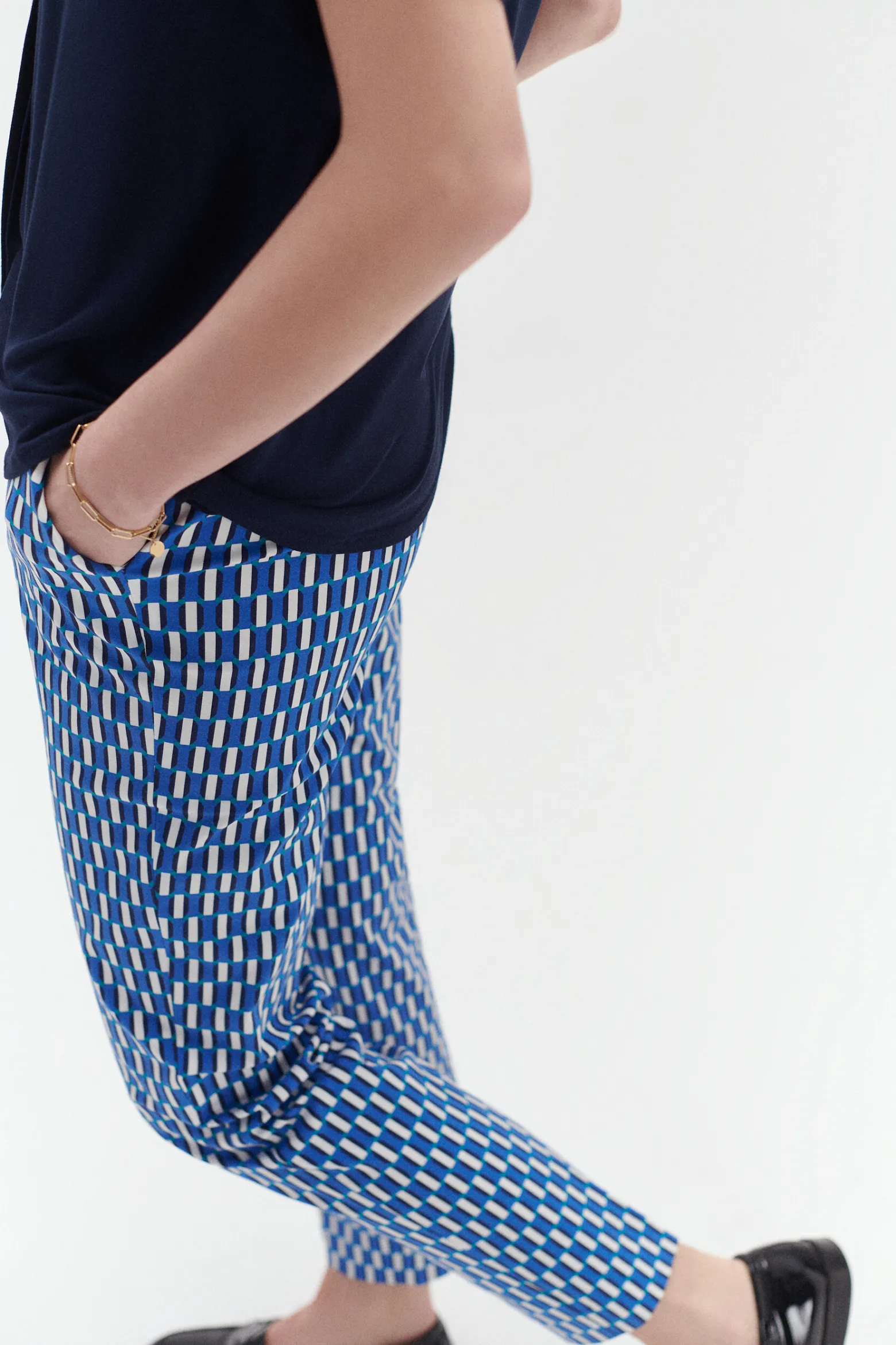 Pantalon Gabin A Motifs Graphiques Bleu Marine Femme*CAROLL Online