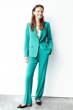 Pantalon Gautier Vert Emeraude Femme*CAROLL Best Sale