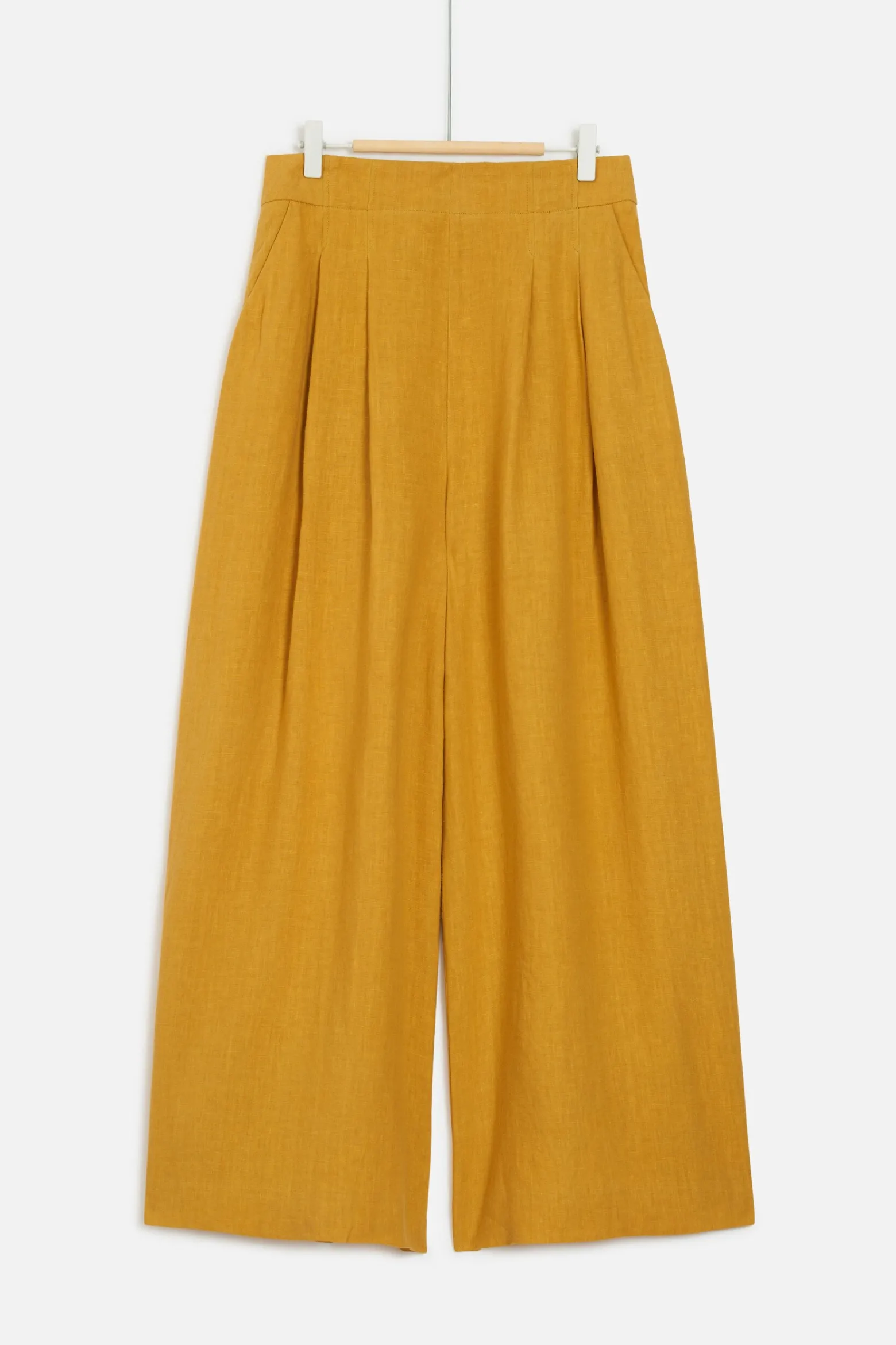 Pantalon Valvano Jupe-Culotte 100% Lin Jaune Or Femme*CAROLL Flash Sale