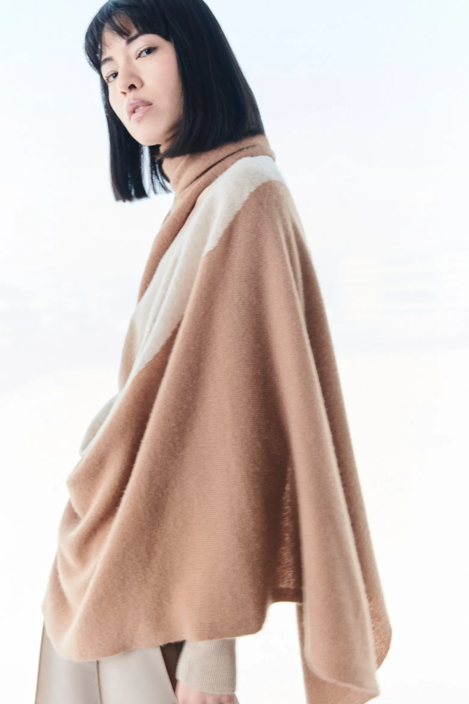 Poncho Charles B 100% Cachemire Beige Femme*CAROLL Best Sale