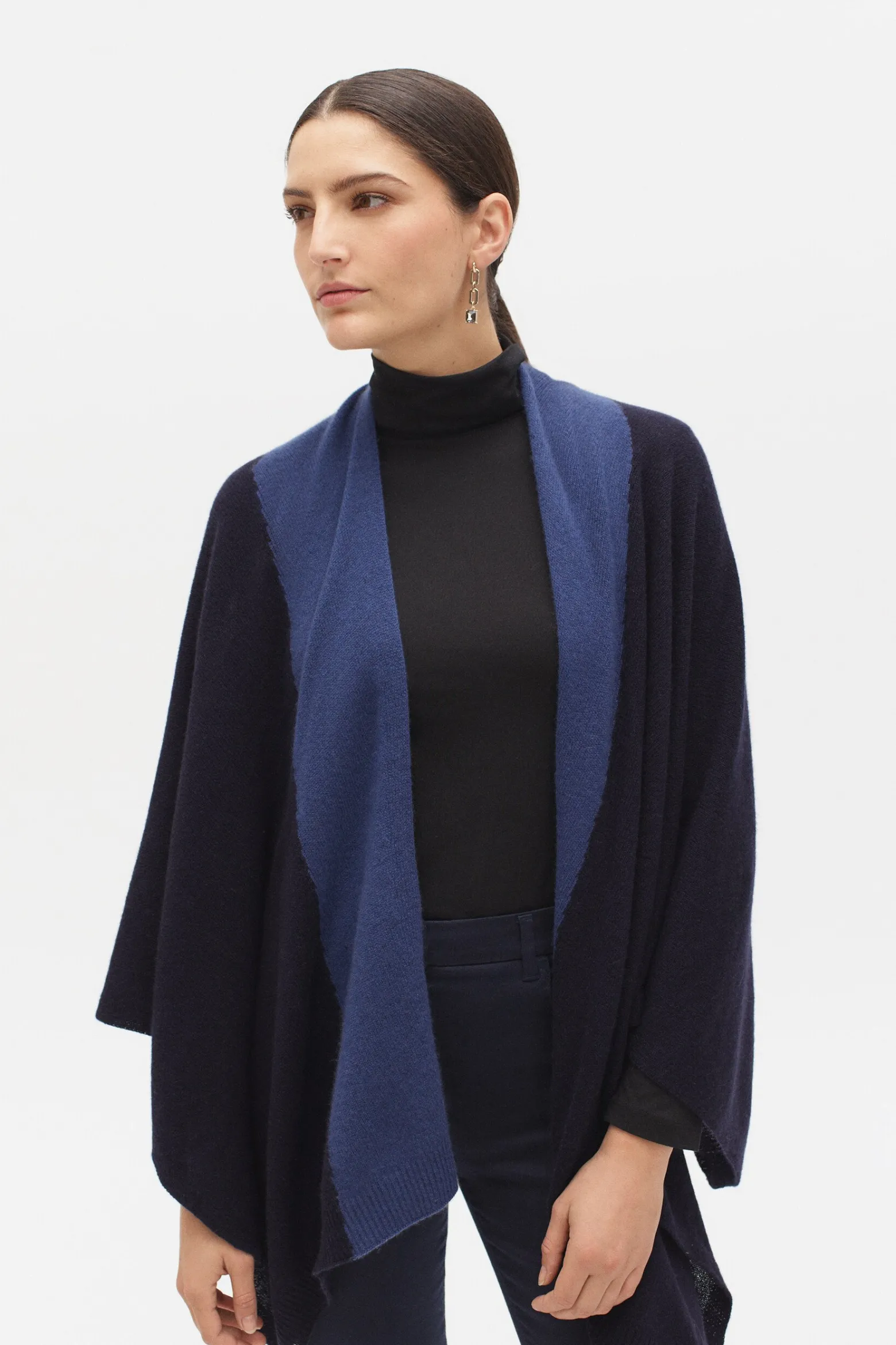 Poncho Charles B 100% Cachemire Bleu Marine Femme*CAROLL Cheap
