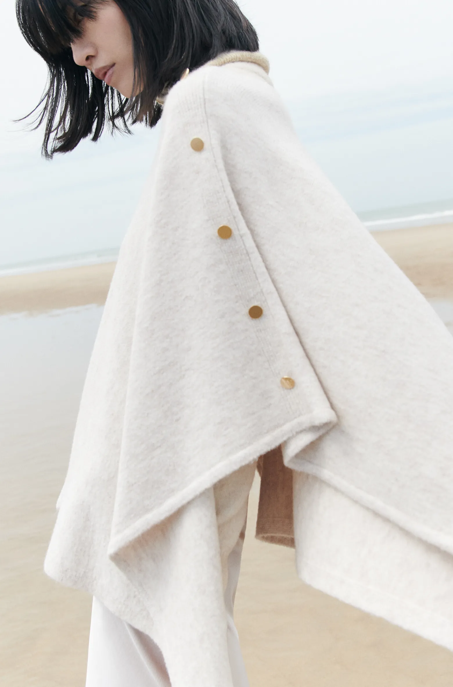Poncho Lisa B Beige Femme*CAROLL Cheap