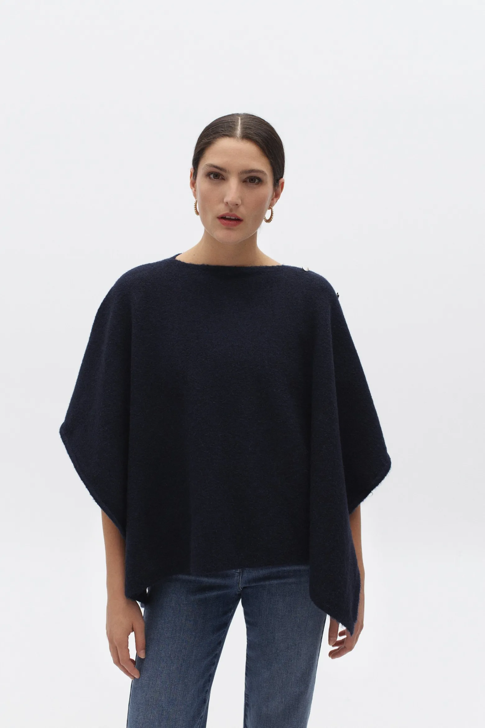 Poncho Lisa B Bleu Marine Femme*CAROLL Fashion