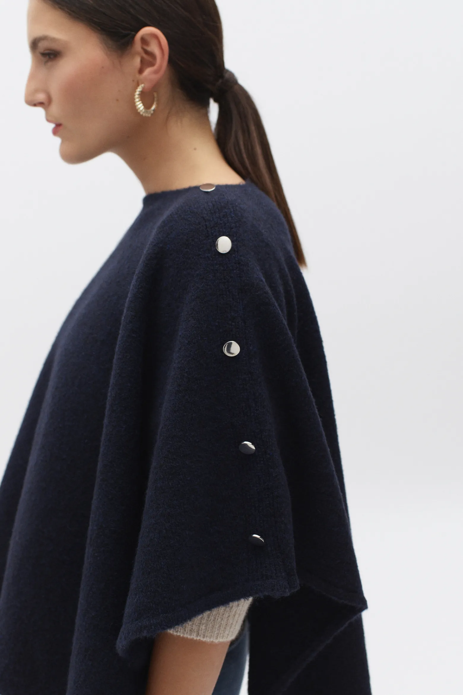 Poncho Lisa B Bleu Marine Femme*CAROLL Fashion