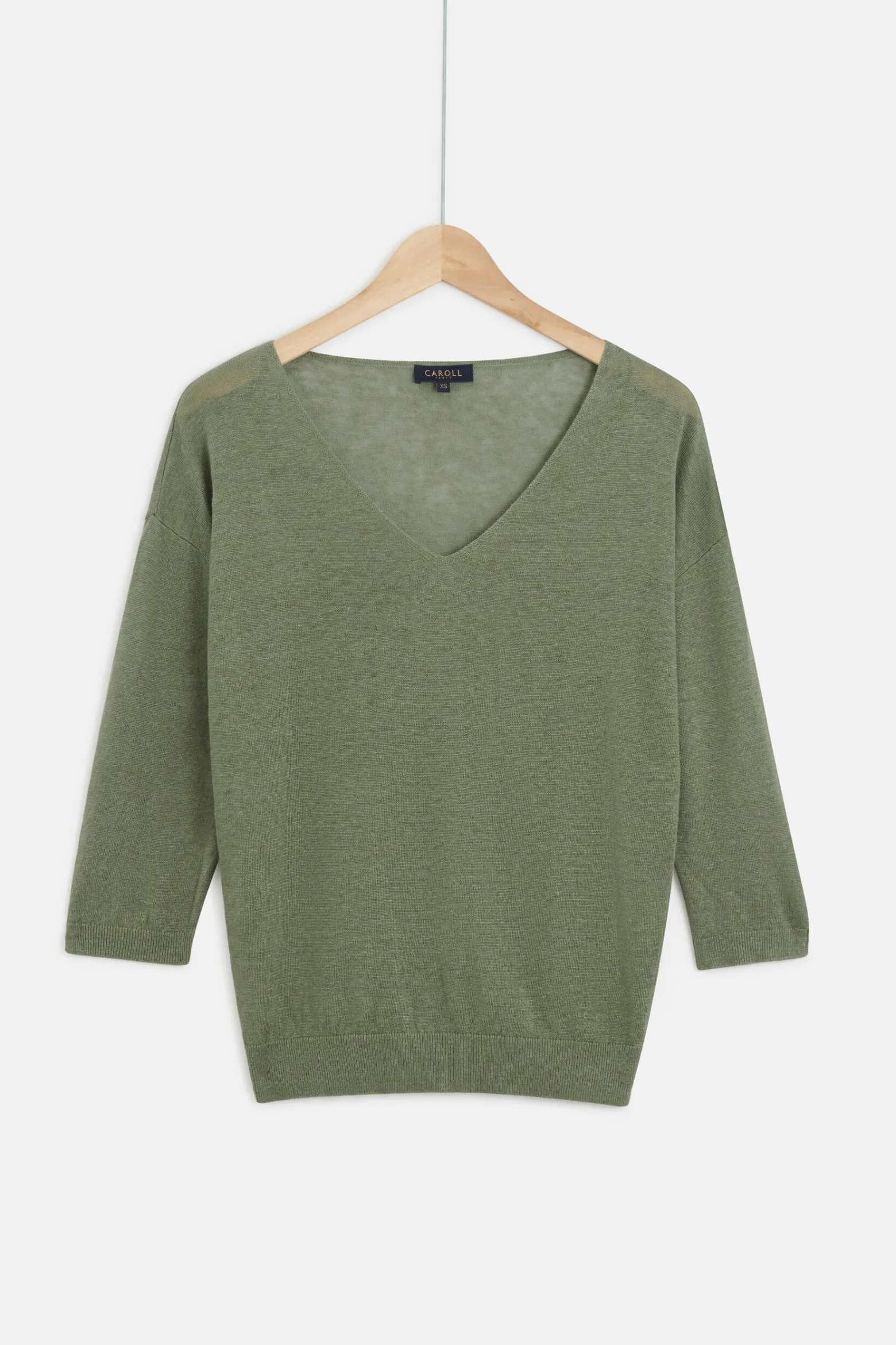 Pull Alicia Col V 100% Lin Femme*CAROLL Discount