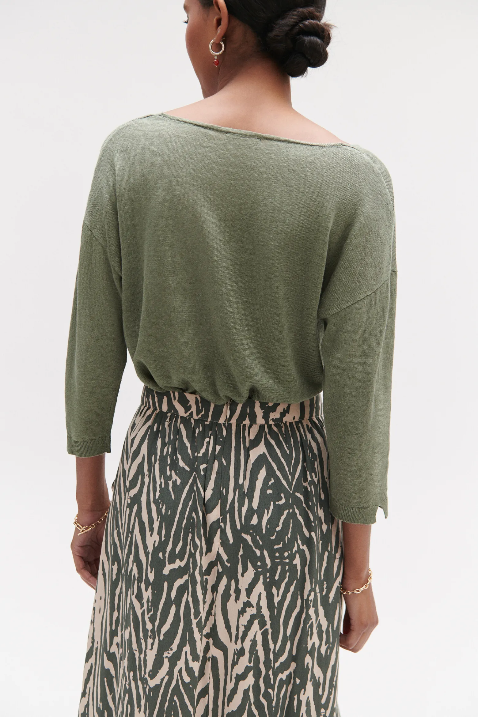 Pull Alicia Col V 100% Lin Femme*CAROLL Discount