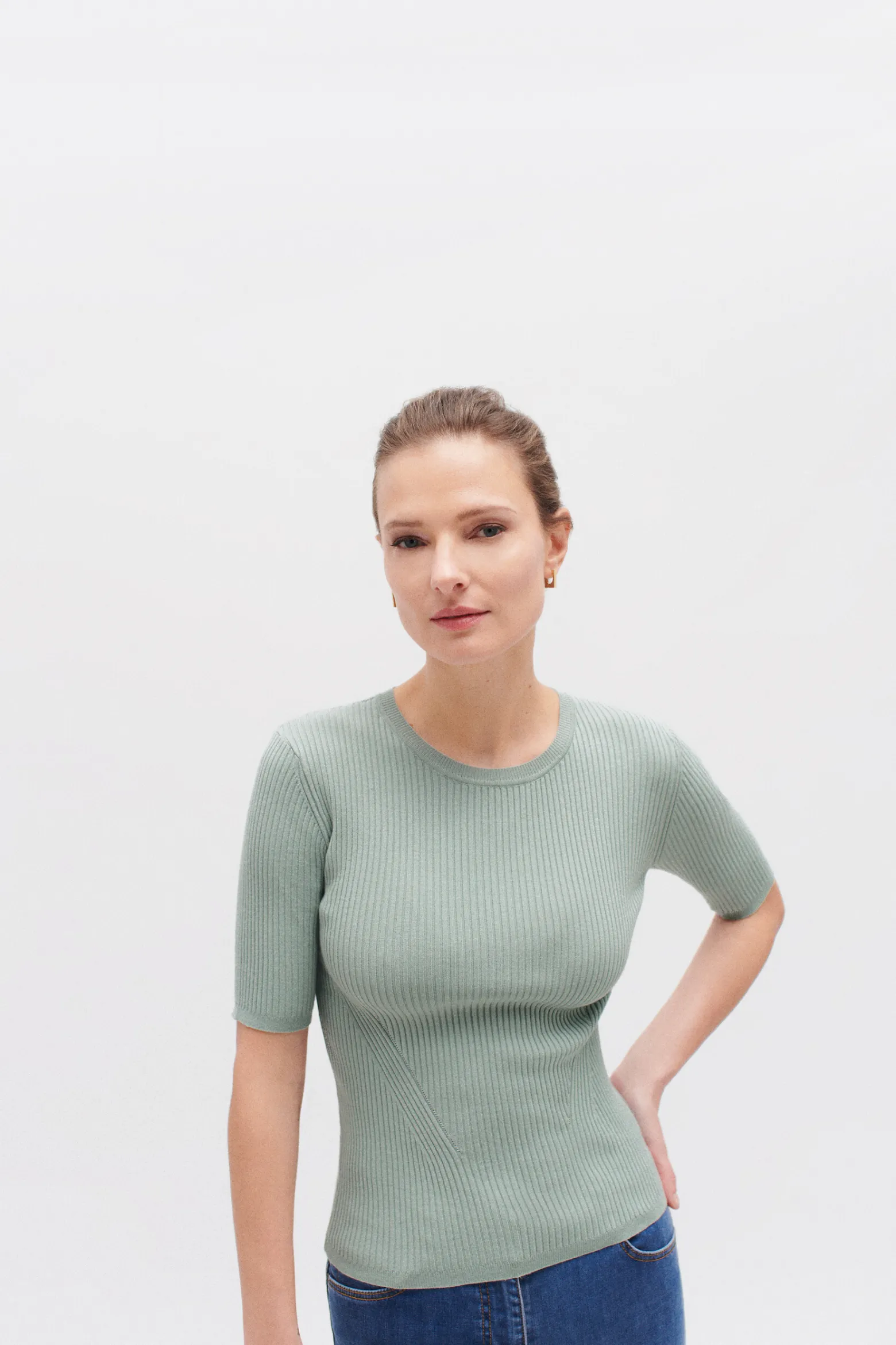 Pull Jim En Maille Cotelee Vert Clair Femme*CAROLL Clearance