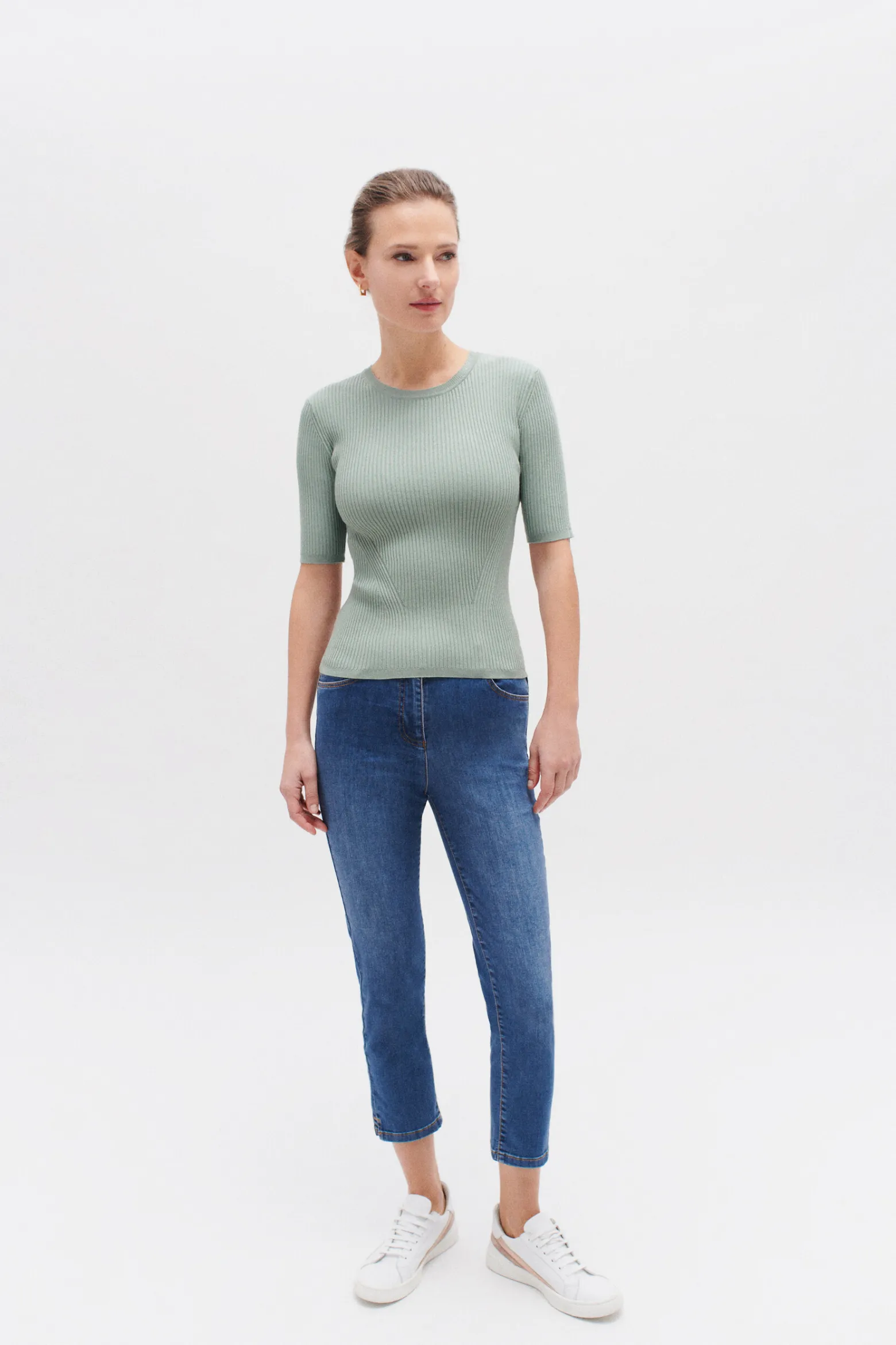 Pull Jim En Maille Cotelee Vert Clair Femme*CAROLL Clearance