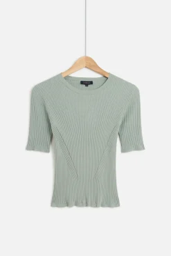 Pull Jim En Maille Cotelee Vert Clair Femme*CAROLL Clearance