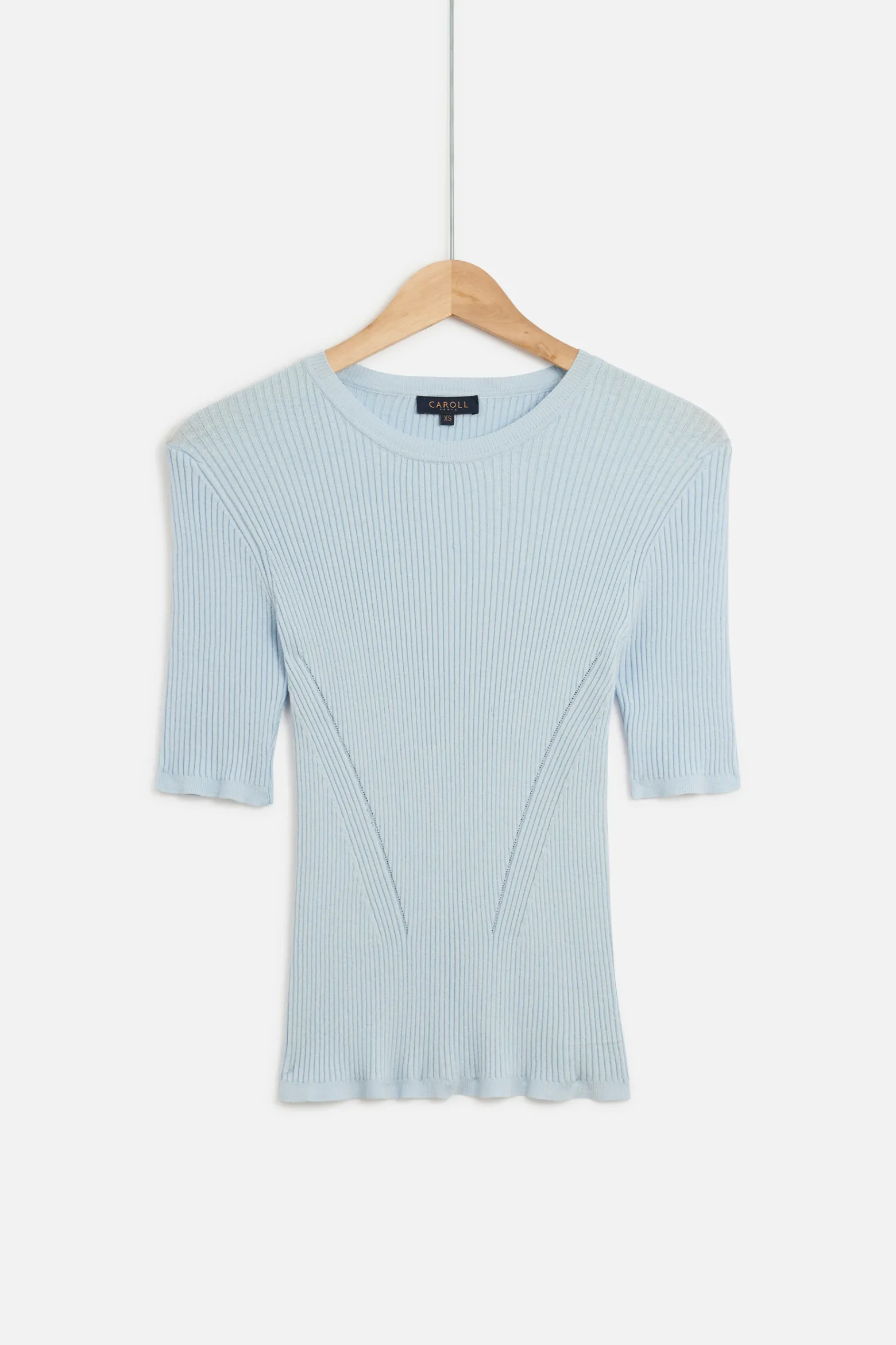 Pull Jim En Maille Cotelee Bleu Ciel Femme*CAROLL Cheap