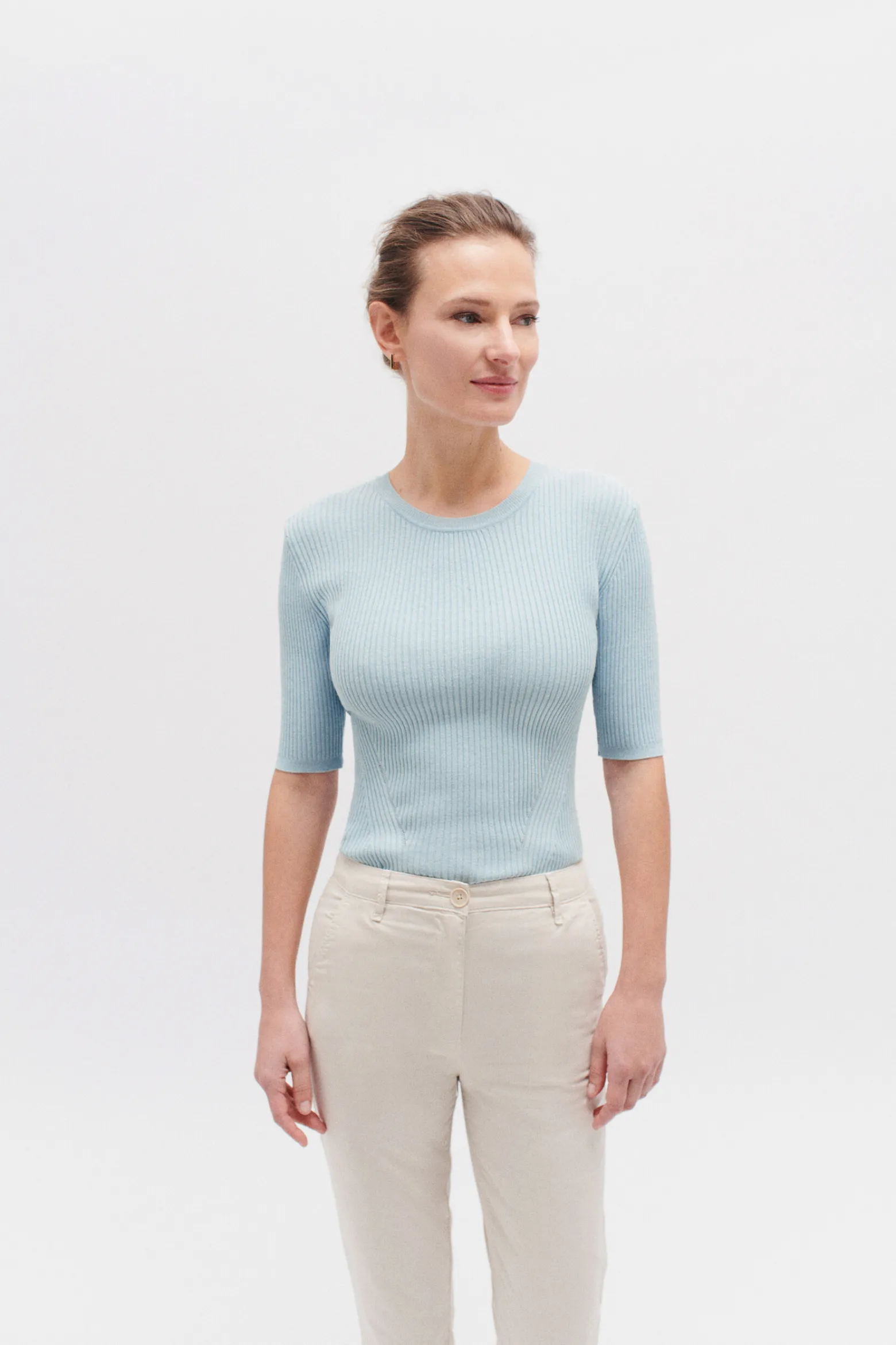 Pull Jim En Maille Cotelee Bleu Ciel Femme*CAROLL Cheap