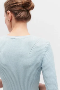Pull Jim En Maille Cotelee Bleu Ciel Femme*CAROLL Cheap
