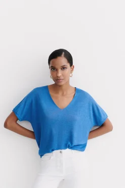 Pull Milane 100% Lin Bleu Electrique Femme*CAROLL New