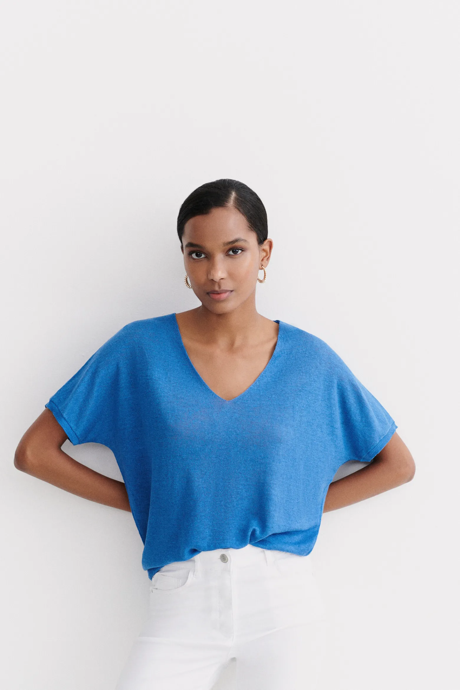 Pull Milane 100% Lin Bleu Electrique Femme*CAROLL New