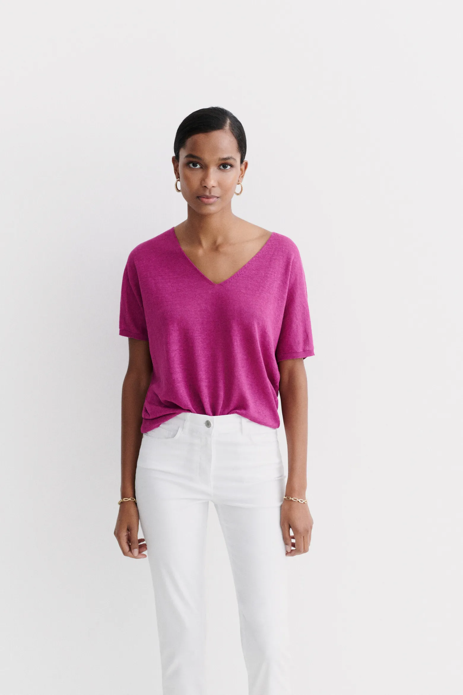 Pull Milane 100% Lin Violet Femme*CAROLL Outlet