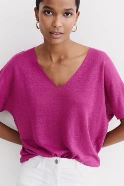 Pull Milane 100% Lin Violet Femme*CAROLL Outlet
