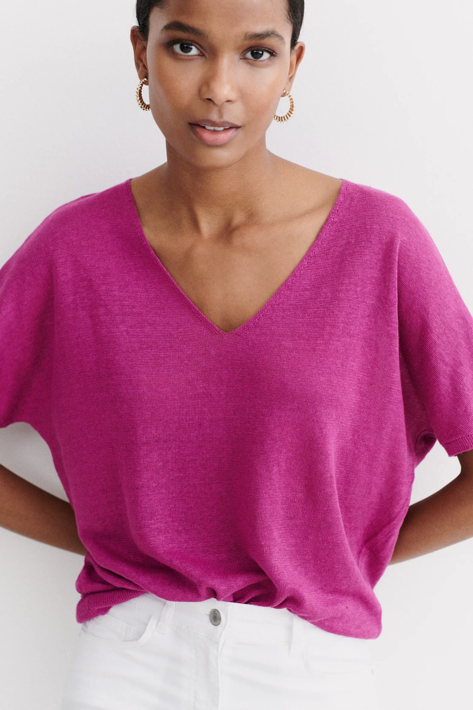 Pull Milane 100% Lin Violet Femme*CAROLL Outlet