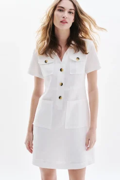 Robe Laure 100% Lin Blanc Femme*CAROLL Discount