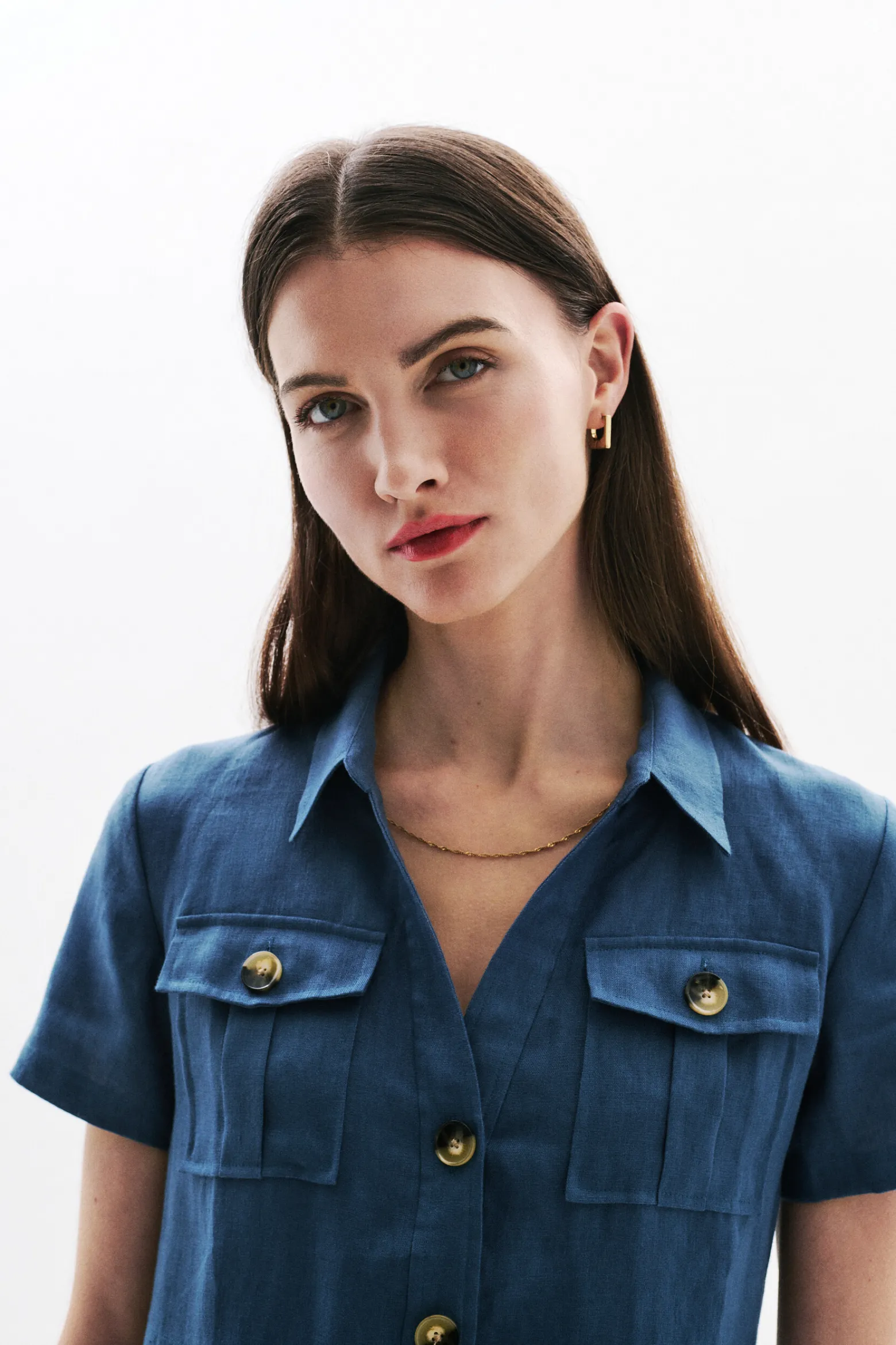 Robe Laure 100% Lin Denim Stone Femme*CAROLL Cheap
