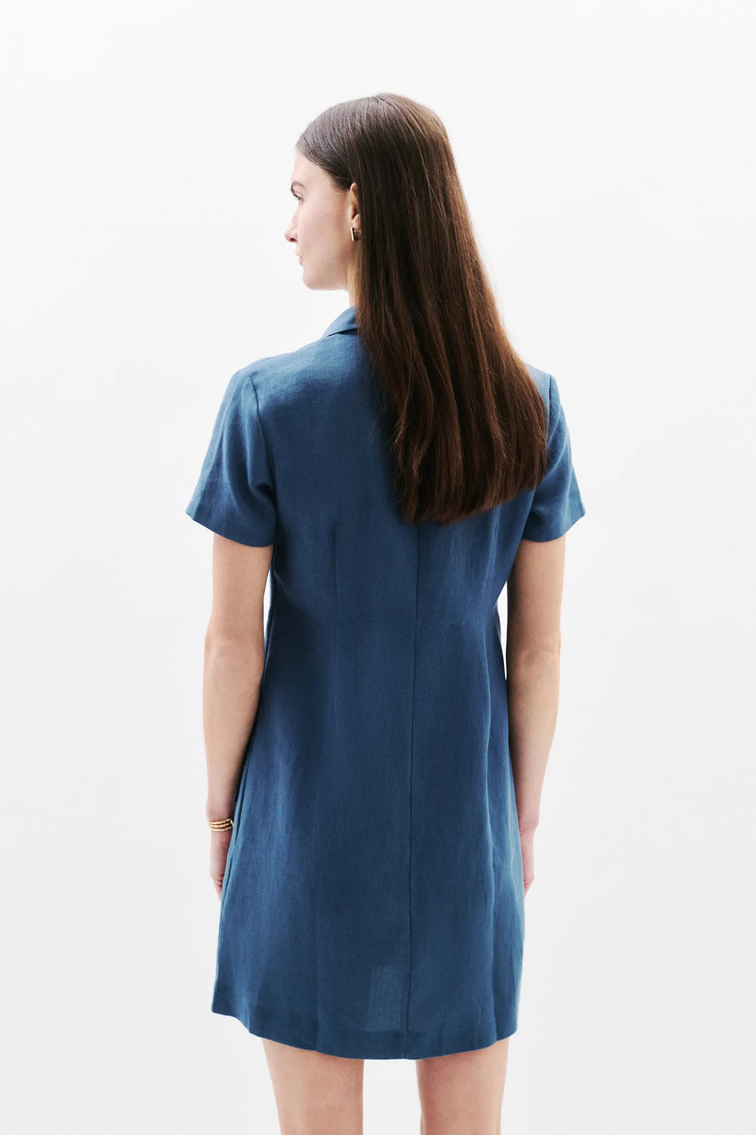 Robe Laure 100% Lin Denim Stone Femme*CAROLL Cheap