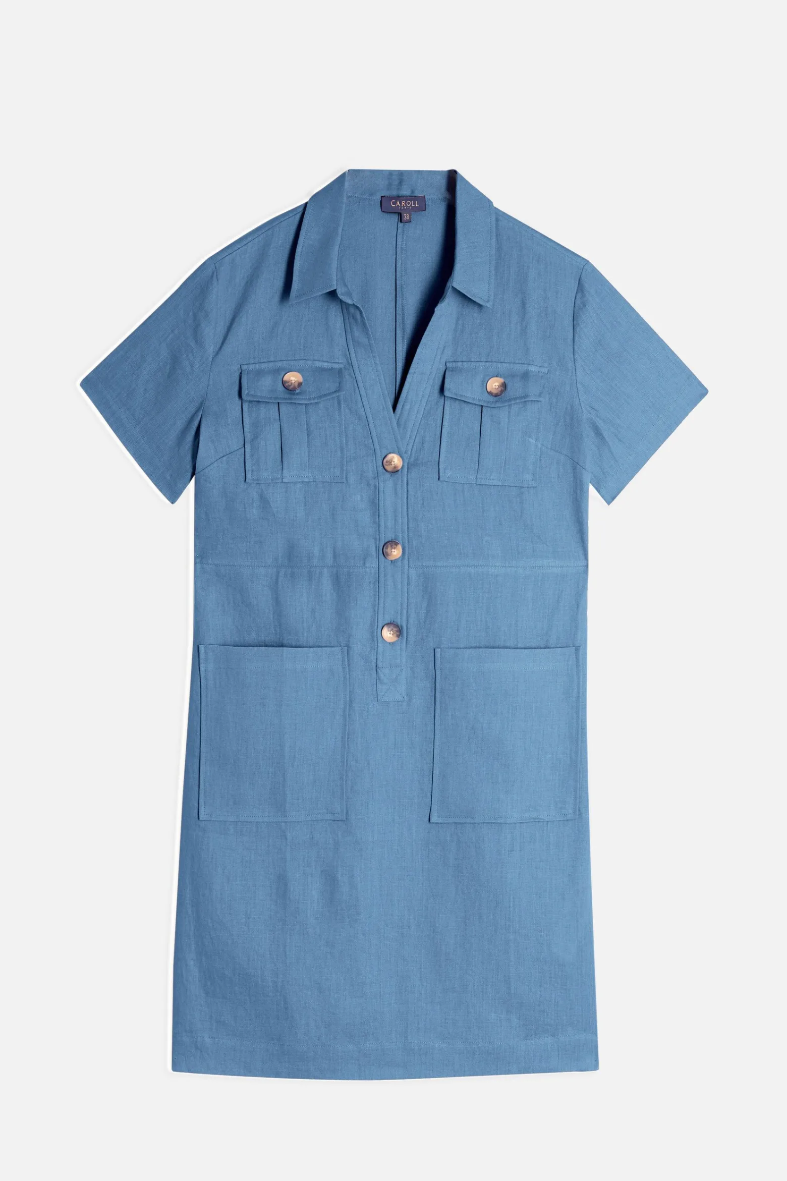 Robe Laure 100% Lin Denim Stone Femme*CAROLL Cheap