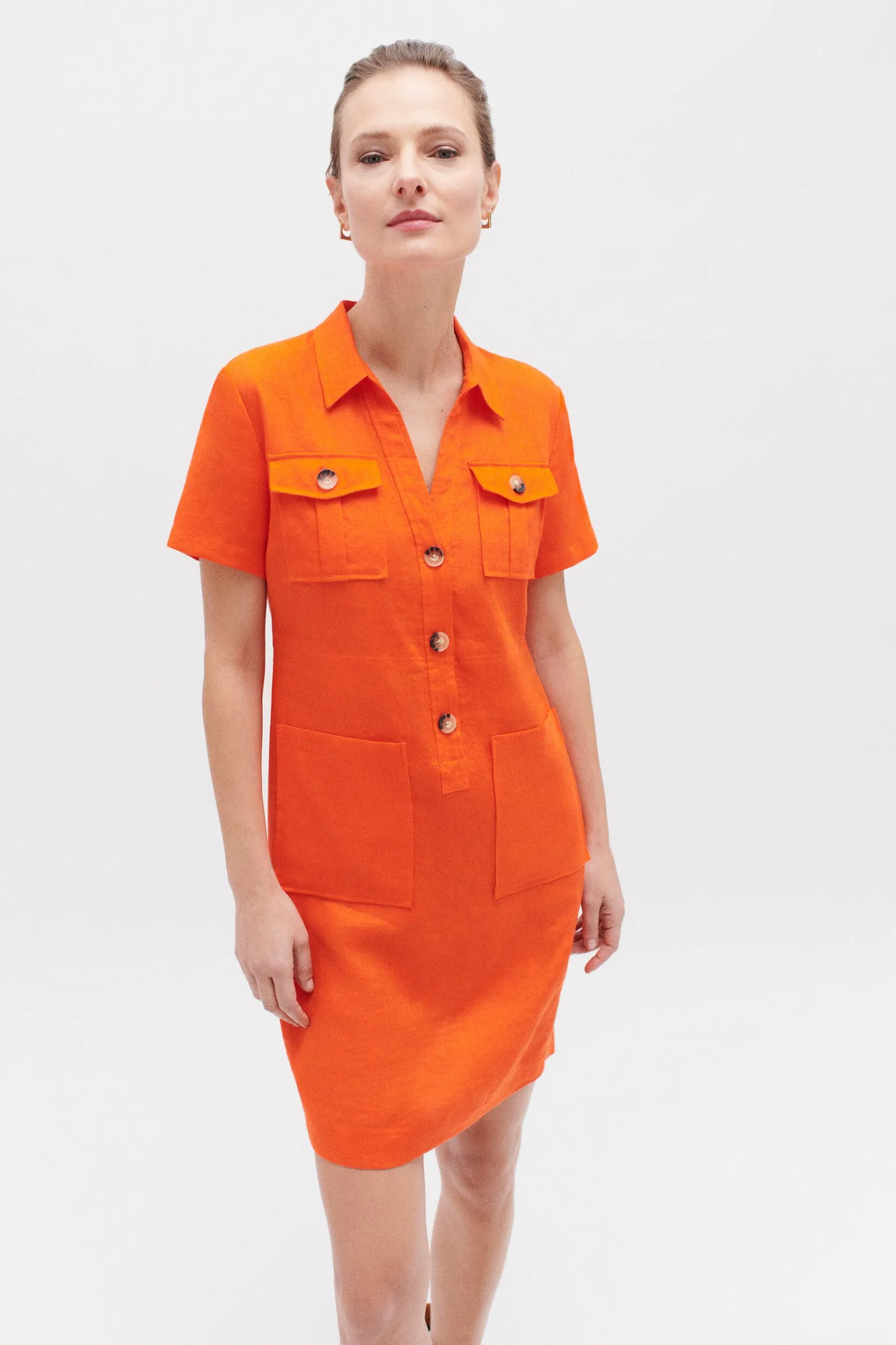 Robe Laure 100% Lin Orange Femme*CAROLL Sale
