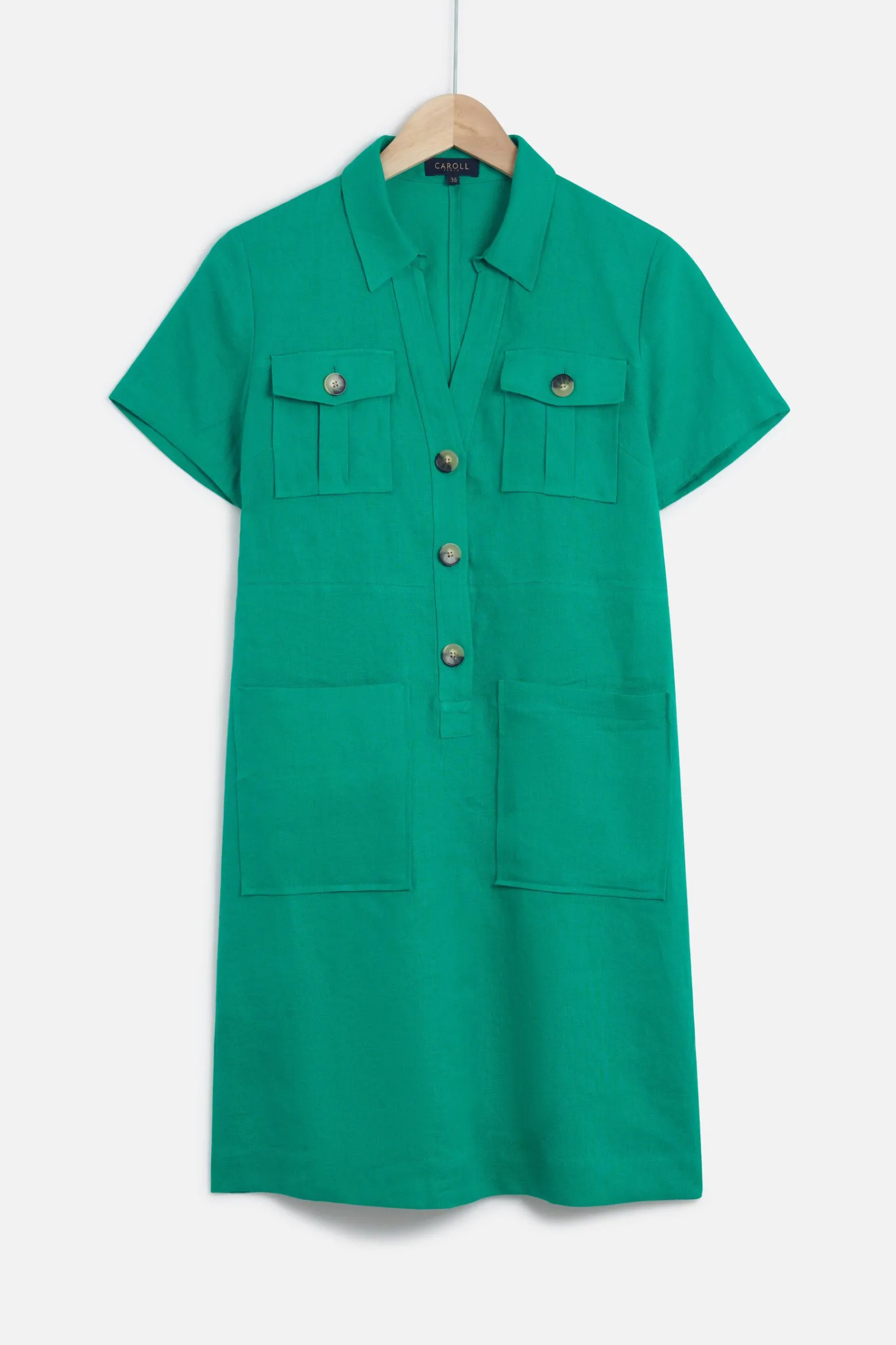 Robe Laure 100% Lin Vert Emeraude Femme*CAROLL Sale
