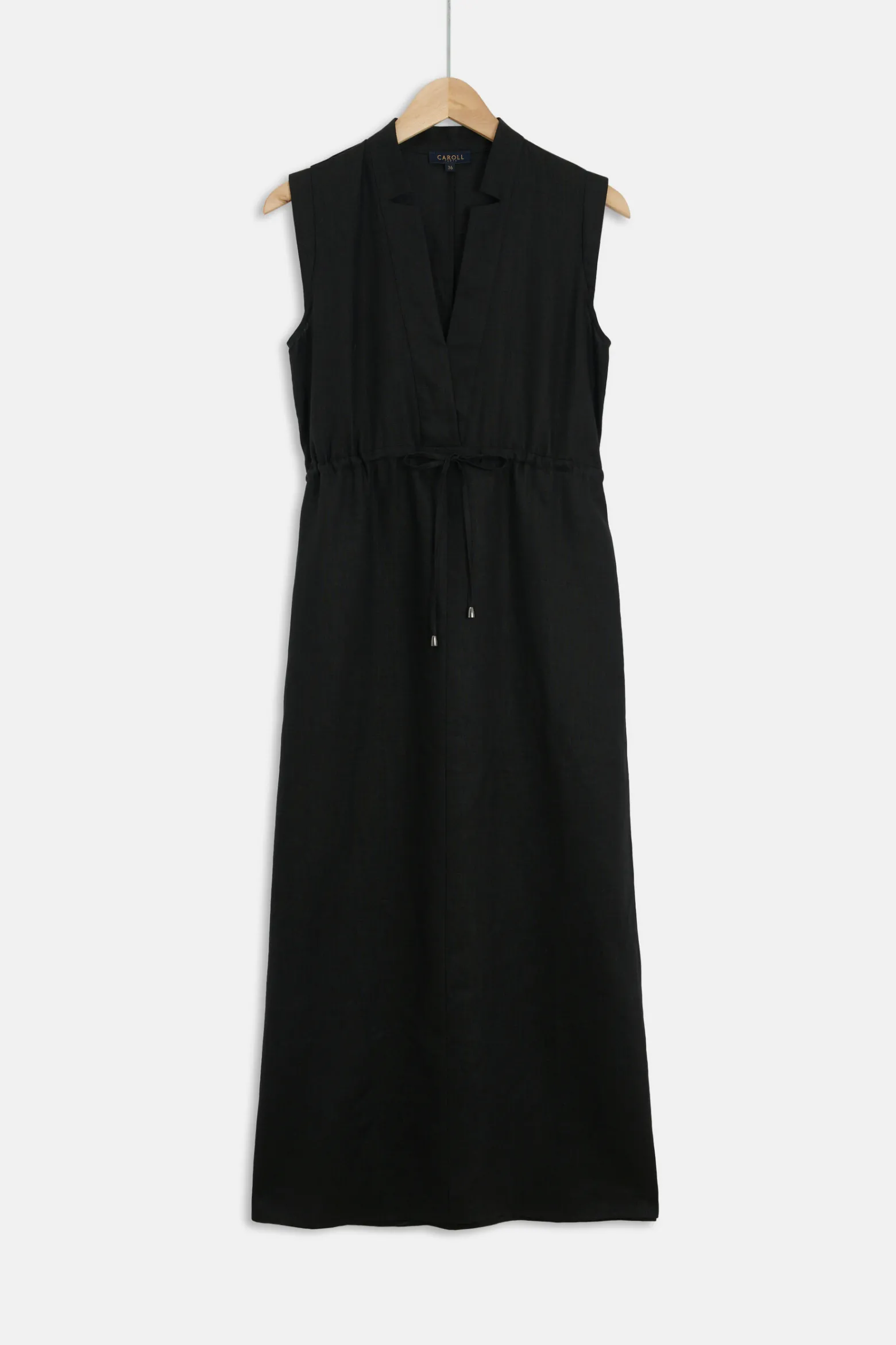 Robe Longue Amy 100% Lin Noir Femme*CAROLL Discount